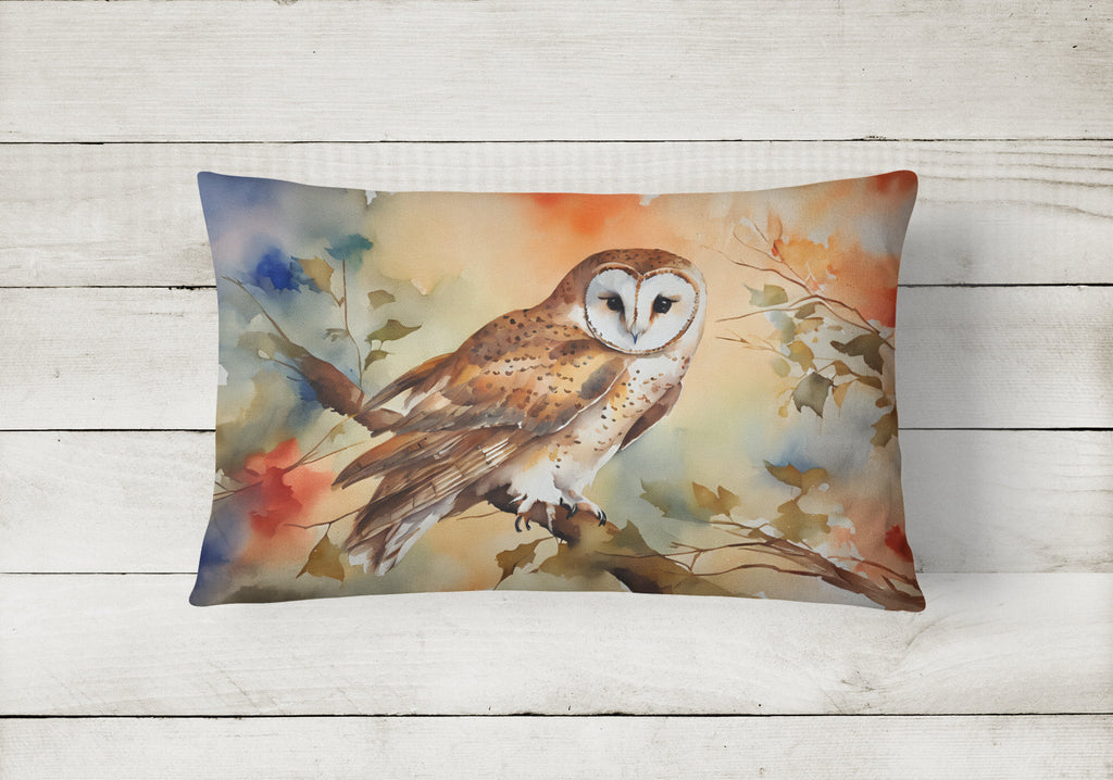 Perched Owl Woodland Wildlife Decorative Throw Pillow 12x16 Indoor Outdoor Accent Cushion, Fabric Cover with Insert for Sofa, Bed, Porch & Living Room