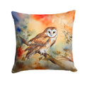 Perched Owl Woodland Wildlife Decorative Throw Pillow 14x14 Indoor Outdoor Accent Cushion, Fabric Cover with Insert for Sofa, Bed, Porch & Living Room
