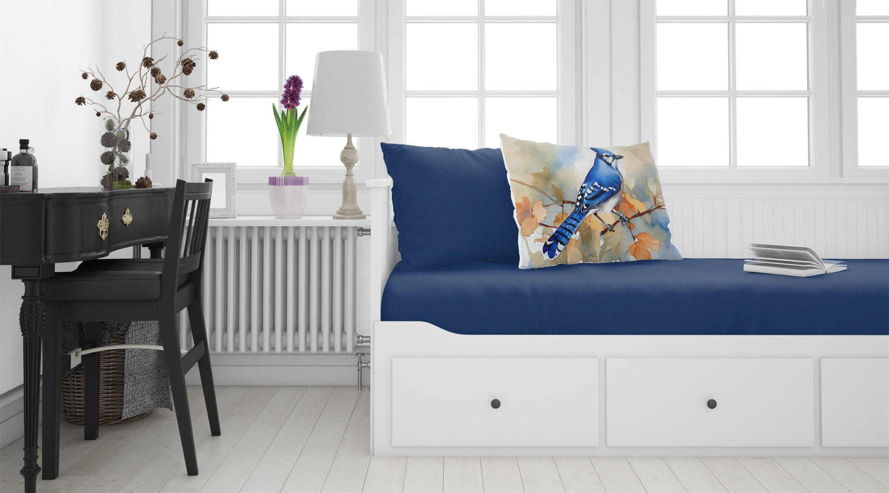 Blue Jay with Blossoms Spring Standard Pillowcase Lightweight Super Soft Easy Care Decorative Artwork Pillowcase, Standard