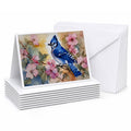 Blue Jay in Floral Greeting Cards Pack of 8 Blank Cards with Envelopes Whimsical A7 Size 5x7