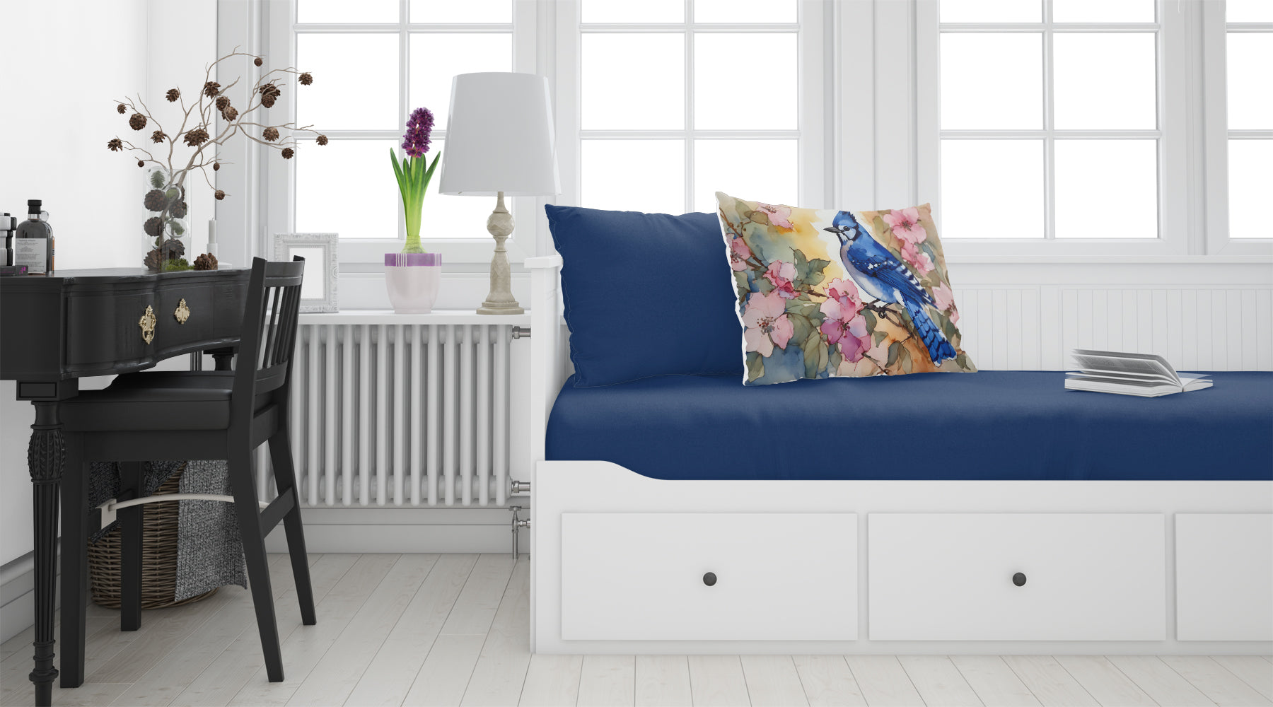 Blue Jay in Floral Standard Pillowcase Lightweight Super Soft Easy Care Decorative Artwork Pillowcase, Standard