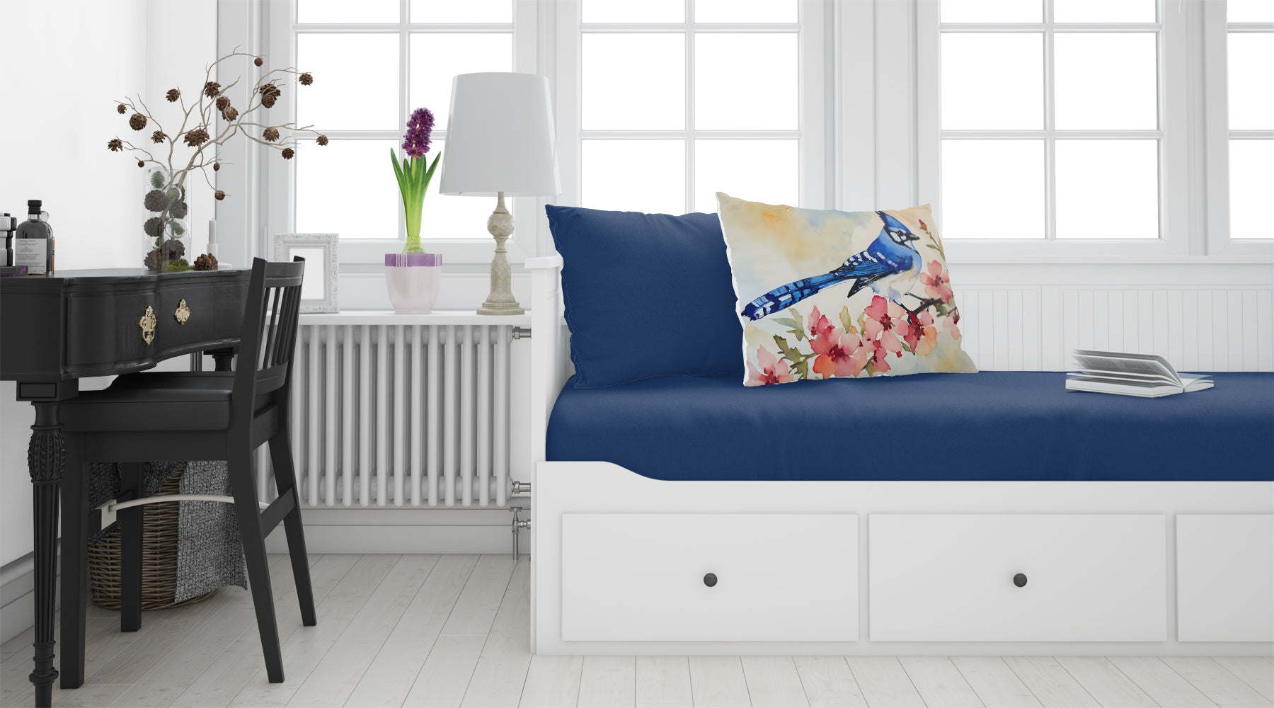 Blue Jay Spring Garden Scene Standard Pillowcase Lightweight Super Soft Easy Care Decorative Artwork Pillowcase, Standard
