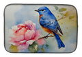 Bluebird with Flower Bloom Dish Drying Mat Absorbent Dish Drying Mat Pad for Kitchen Counter Dish Drainer Mat for Countertop, 14 x 21", Multicolor