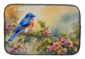 Eastern Bluebird with Blossoms Spring Dish Drying Mat Absorbent Dish Drying Mat Pad for Kitchen Counter Dish Drainer Mat for Countertop, 14 x 21", Multicolor
