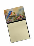 Eastern Bluebird with Blossoms Spring Watercolor Sticky Note Holder Refillable Dispenser Desk Accessory 3x3 Pad Gift