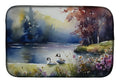 Bufflehead Ducks on Misty Lake Dish Drying Mat Absorbent Dish Drying Mat Pad for Kitchen Counter Dish Drainer Mat for Countertop, 14 x 21", Multicolor