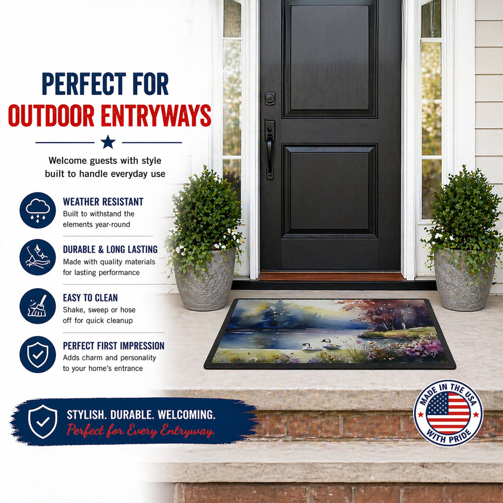 Bufflehead Ducks on Misty Lake Doormat Indoor Outdoor 24H X 36W Front Door Mat Rugs for Entryway, Non Slip Washable Low Pile,