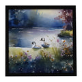 Bufflehead Ducks on Misty Lake Framed Metal Print Bathroom, Kitchen, Office, Home Decor Wall Art Ready to Hang, Square, 8X8