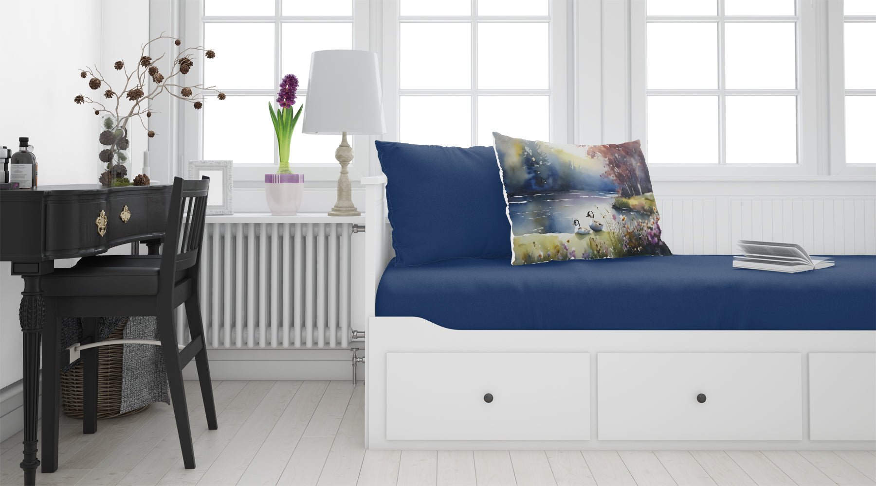 Bufflehead Ducks on Misty Lake Standard Pillowcase Lightweight Super Soft Easy Care Decorative Artwork Pillowcase, Standard