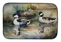 Bufflehead Ducks Swimming Marsh Scene Dish Drying Mat Absorbent Dish Drying Mat Pad for Kitchen Counter Dish Drainer Mat for Countertop, 14 x 21", Multicolor