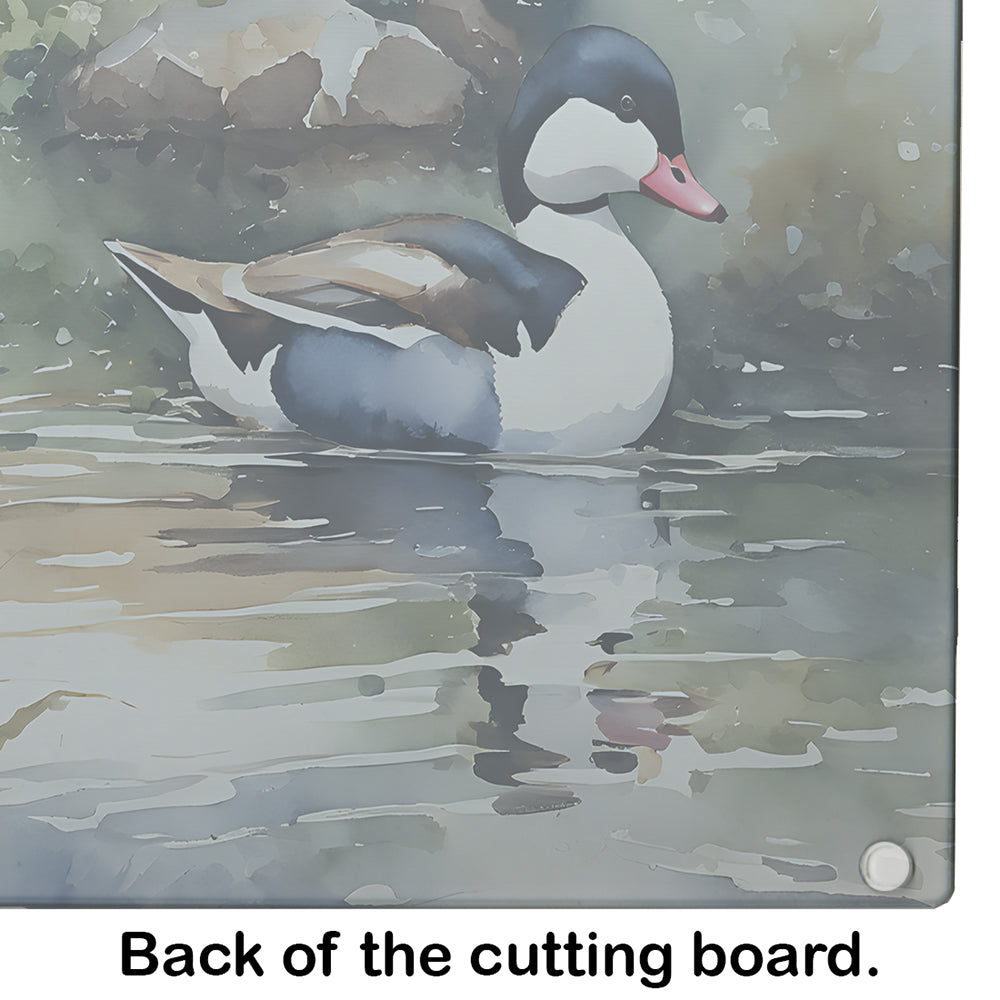 Bufflehead Ducks Swimming Marsh Scene Cutting Board Tempered Glass Kitchen Cutting Surface, Heat Resistant Chopping, Non-Slip Feet, Food Prep & Serving
