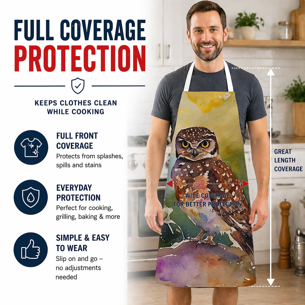 Burrowing Owl Wildlife Portrait Apron Cooking Kitchen Server Baking Crafts Gardening for Adult Women Men, Unisex, Large, Multicolor