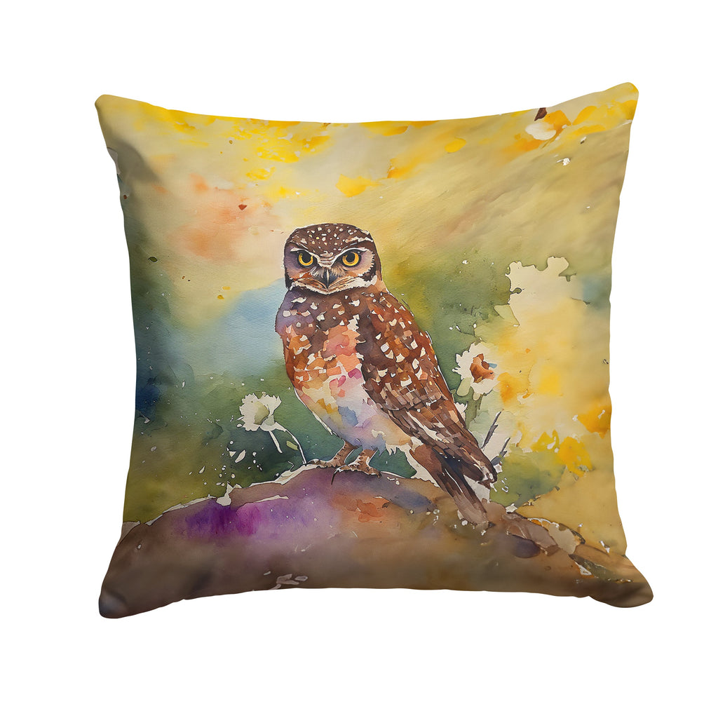 Burrowing Owl Wildlife Portrait Decorative Throw Pillow 14x14 Indoor Outdoor Accent Cushion, Fabric Cover with Insert for Sofa, Bed, Porch & Living Room