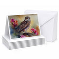 Burrowing Owl with Flowers Greeting Cards Pack of 8 Blank Cards with Envelopes Whimsical A7 Size 5x7
