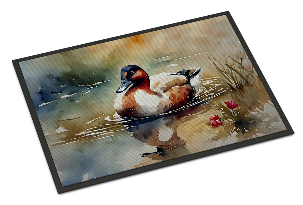 Canvasback Duck Swimming Pond Wildlife Doormat Indoor Outdoor 18H X 27W Front Door Mat Rugs for Entryway, Non Slip Washable