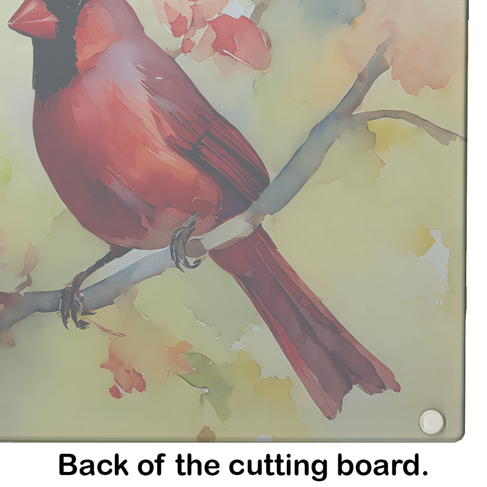 Northern Cardinal on Branch Cutting Board Tempered Glass Kitchen Cutting Surface, Heat Resistant Chopping, Non-Slip Feet, Food Prep & Serving