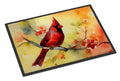 Northern Cardinal on Branch Doormat Indoor Outdoor 18H X 27W Front Door Mat Rugs for Entryway, Non Slip Washable