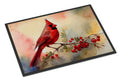 Northern Cardinal with Berries Doormat Indoor Outdoor 18H X 27W Front Door Mat Rugs for Entryway, Non Slip Washable