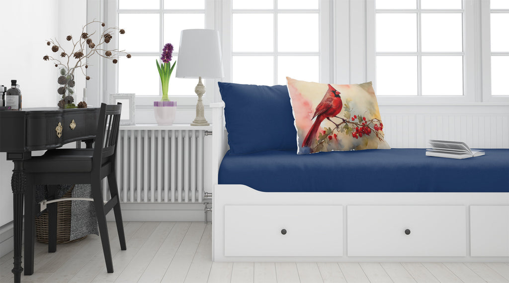 Northern Cardinal with Berries Standard Pillowcase Lightweight Super Soft Easy Care Decorative Artwork Pillowcase, Standard