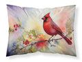 Northern Cardinal Floral Branch Standard Pillowcase Lightweight Super Soft Easy Care Decorative Artwork Pillowcase, Standard