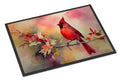 Northern Cardinal on Blossom Branch Doormat Indoor Outdoor 18H X 27W Front Door Mat Rugs for Entryway, Non Slip Washable