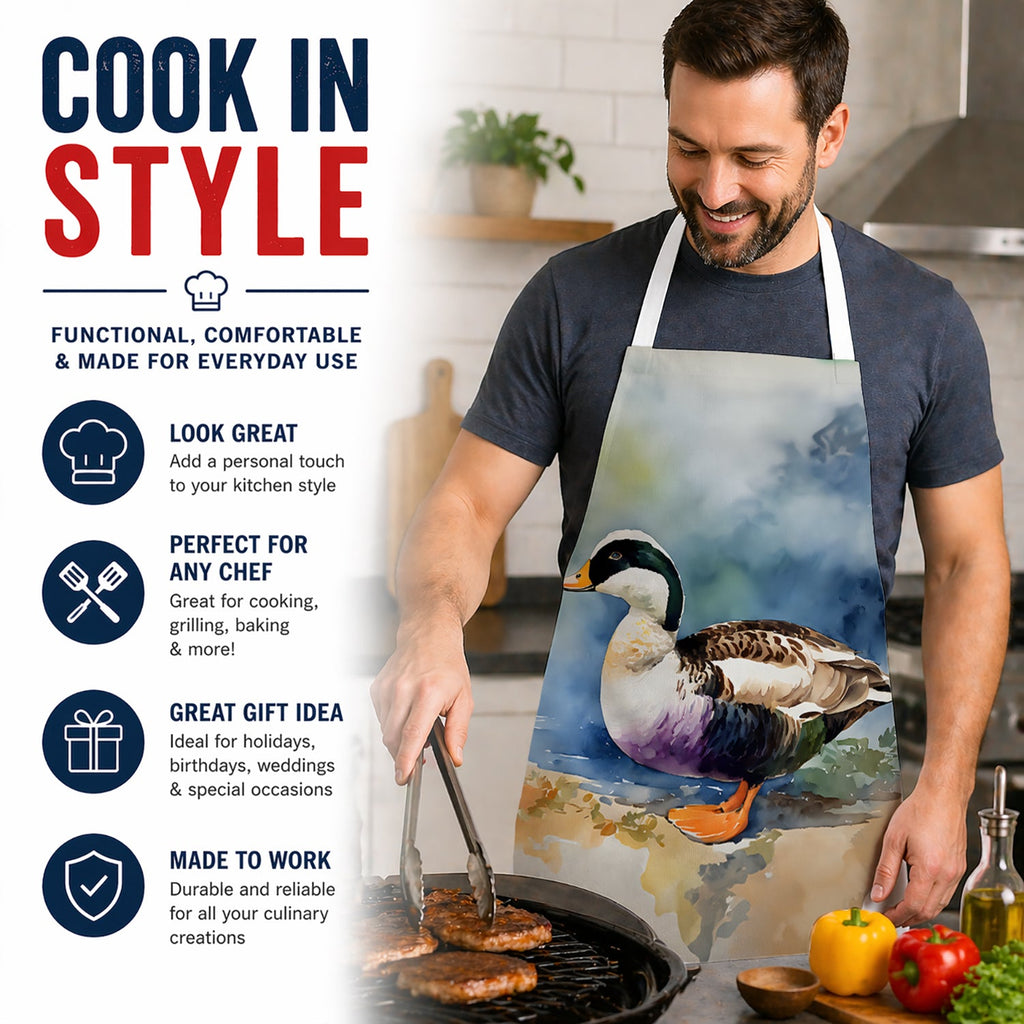 Common Eider Duck Standing Shoreline Apron Cooking Kitchen Server Baking Crafts Gardening for Adult Women Men, Unisex, Large, Multicolor