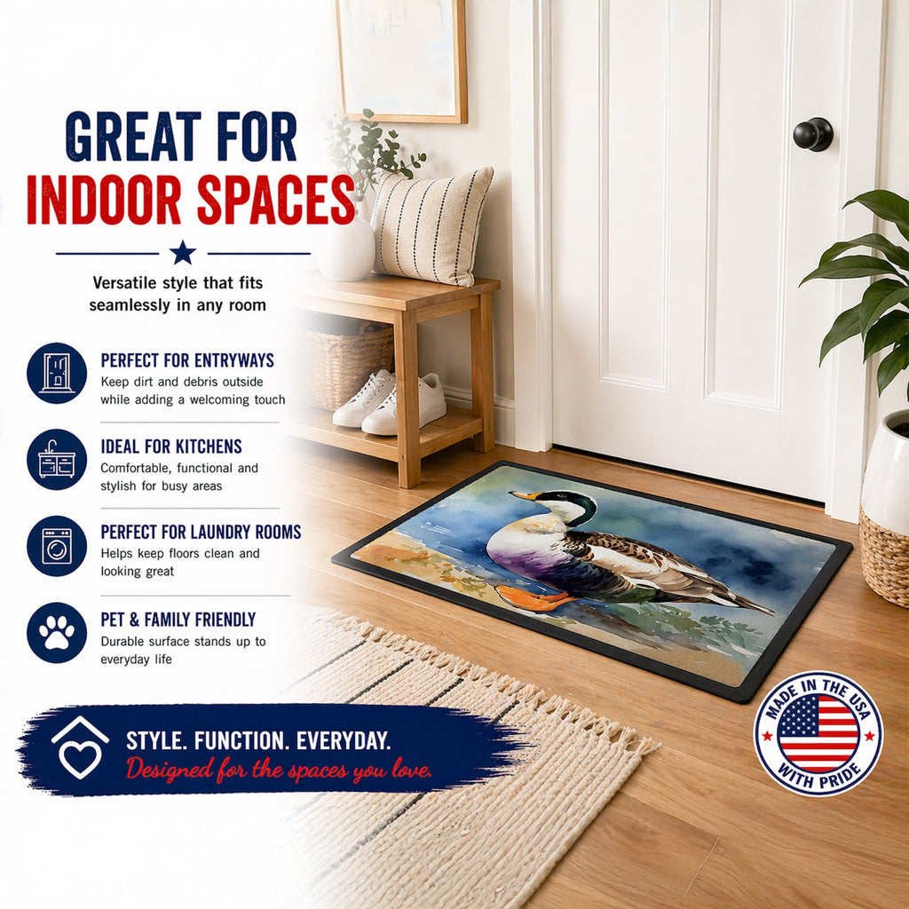 Common Eider Duck Standing Shoreline Doormat Indoor Outdoor 24H X 36W Front Door Mat Rugs for Entryway, Non Slip Washable Low Pile,