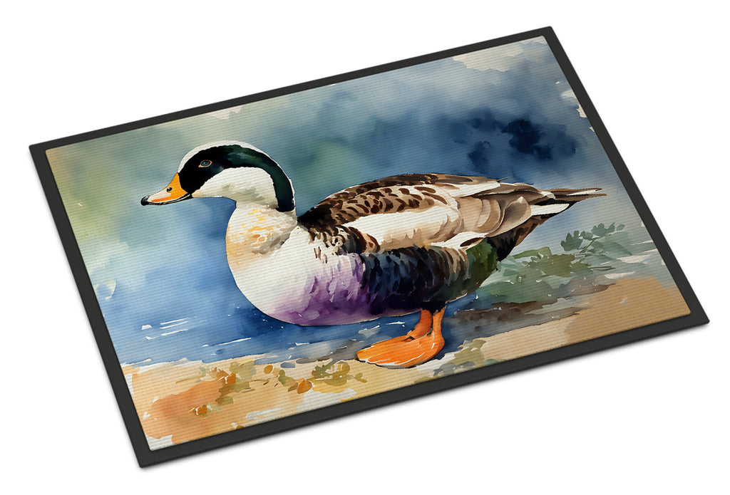 Common Eider Duck Standing Shoreline Doormat Indoor Outdoor 18H X 27W Front Door Mat Rugs for Entryway, Non Slip Washable