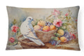 White Dove with Fruit Basket Still Life Decorative Throw Pillow 12x16 Indoor Outdoor Accent Cushion, Fabric Cover with Insert for Sofa, Bed, Porch & Living Room