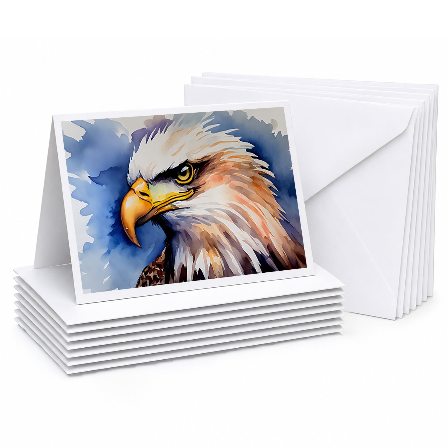 Bald Eagle Portrait Close-Up Greeting Cards Pack of 8 Blank Cards with Envelopes Whimsical A7 Size 5x7