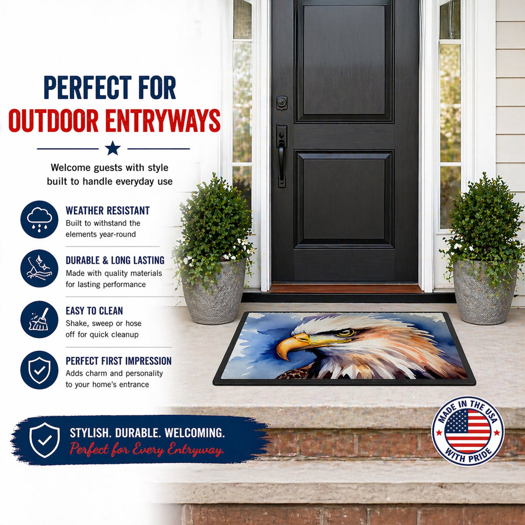 Bald Eagle Portrait Close-Up Doormat Indoor Outdoor 24H X 36W Front Door Mat Rugs for Entryway, Non Slip Washable Low Pile,