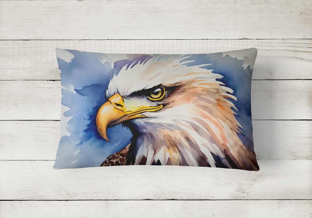 Bald Eagle Portrait Close-Up Decorative Throw Pillow 12x16 Indoor Outdoor Accent Cushion, Fabric Cover with Insert for Sofa, Bed, Porch & Living Room