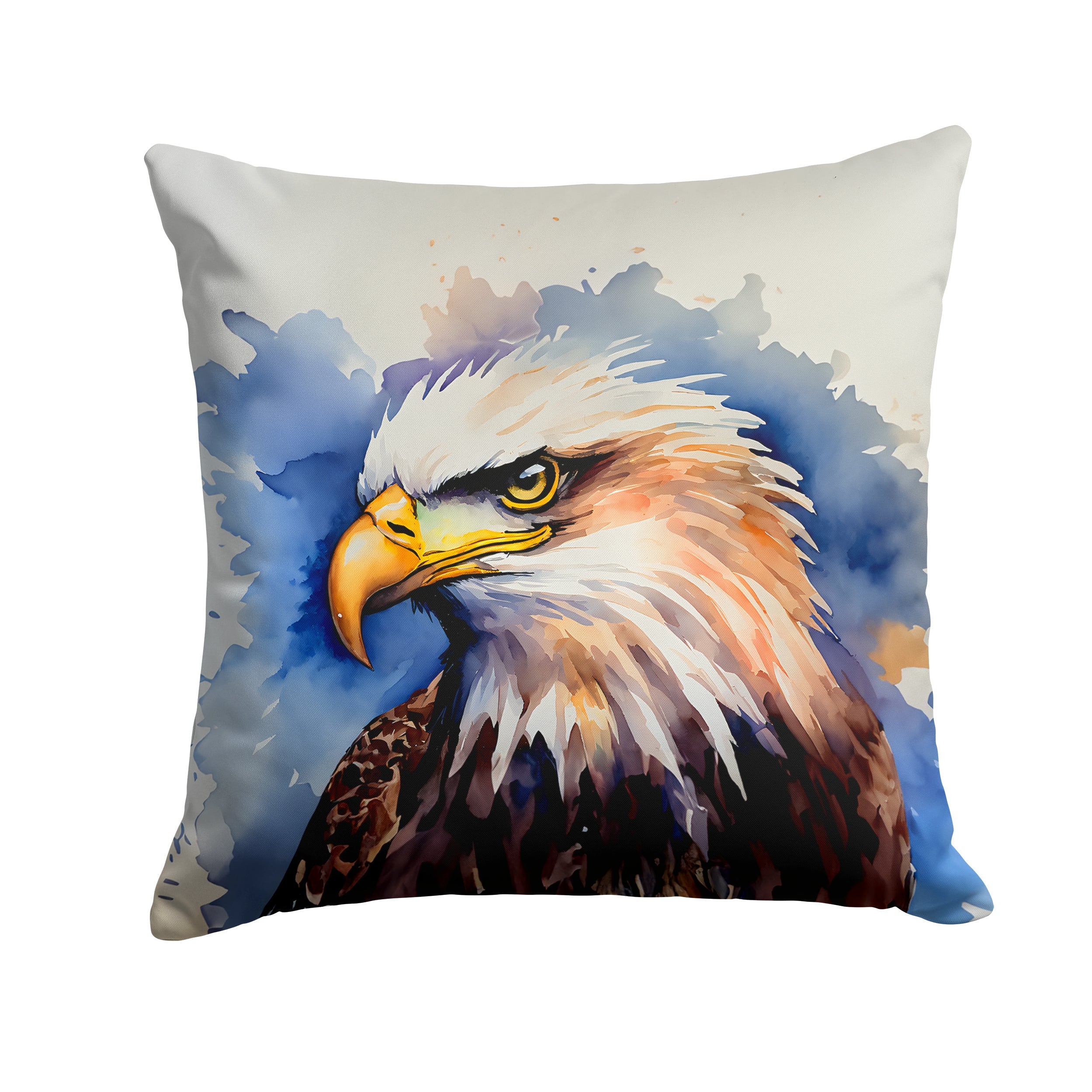 Bald Eagle Portrait Close-Up Decorative Throw Pillow 18x18 Indoor Outdoor Accent Cushion, Fabric Cover with Insert for Sofa, Bed, Porch & Living Room