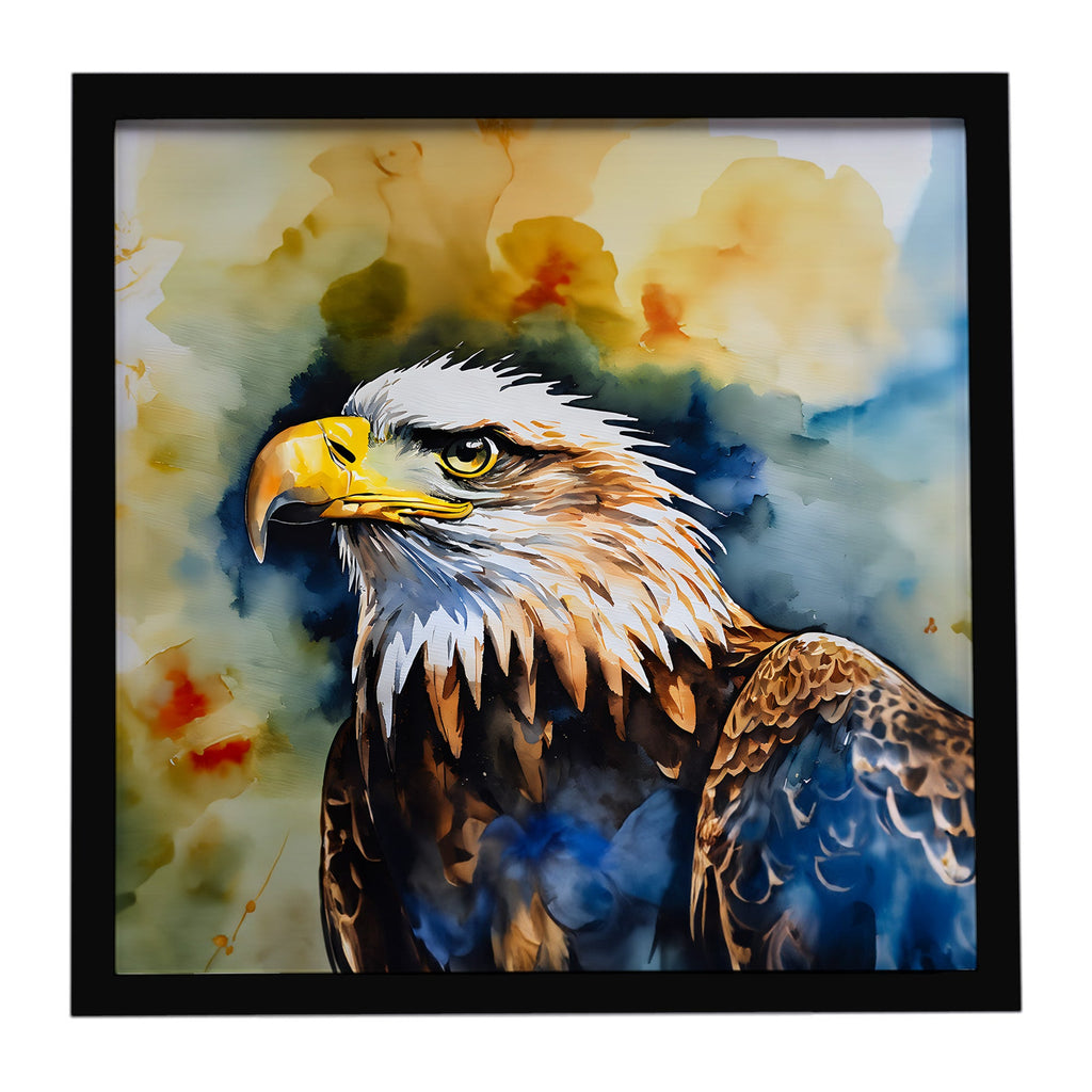 Bald Eagle Portrait Wildlife Framed Metal Print Bathroom, Kitchen, Office, Home Decor Wall Art Ready to Hang, Square, 8X8