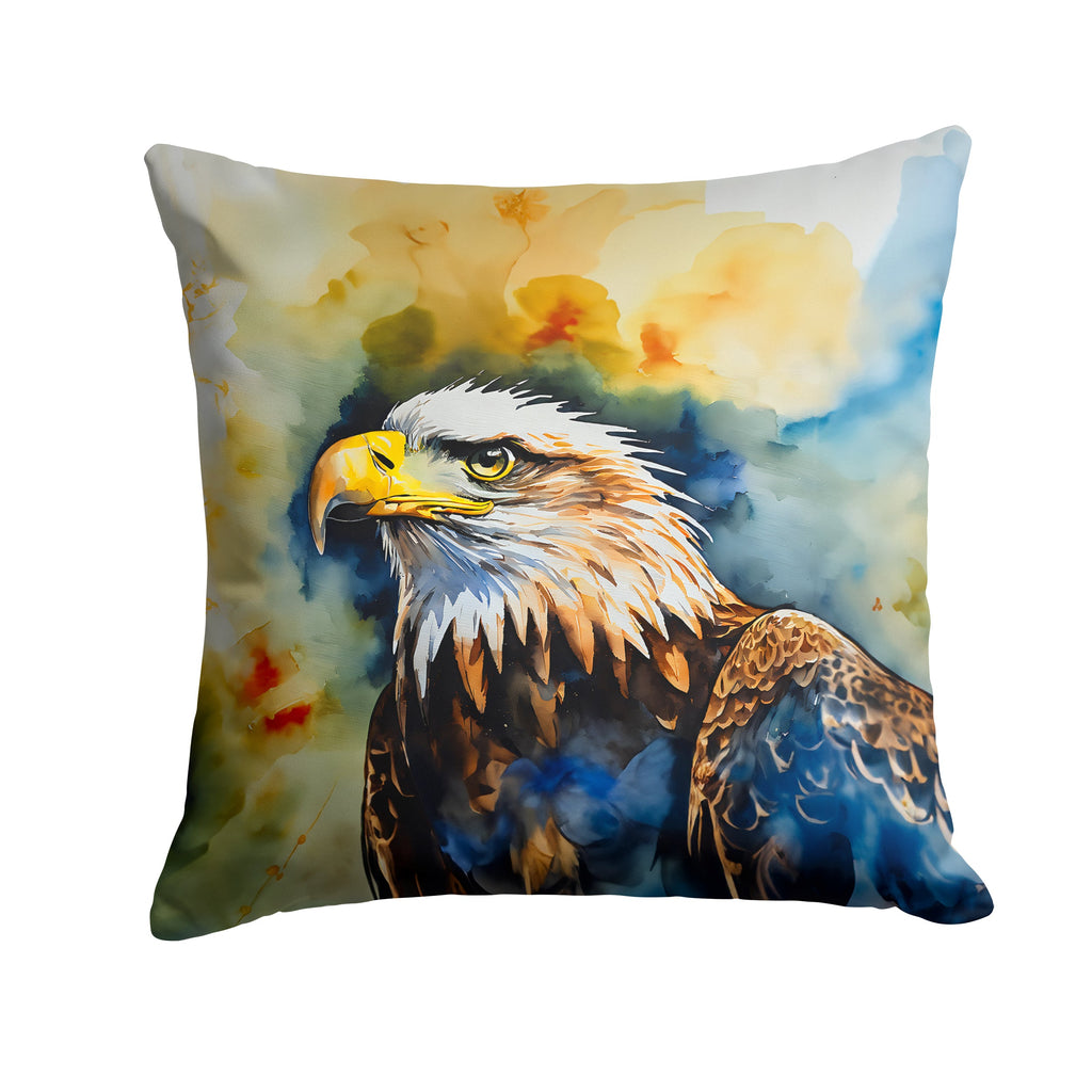 Bald Eagle Portrait Wildlife Decorative Throw Pillow 14x14 Indoor Outdoor Accent Cushion, Fabric Cover with Insert for Sofa, Bed, Porch & Living Room