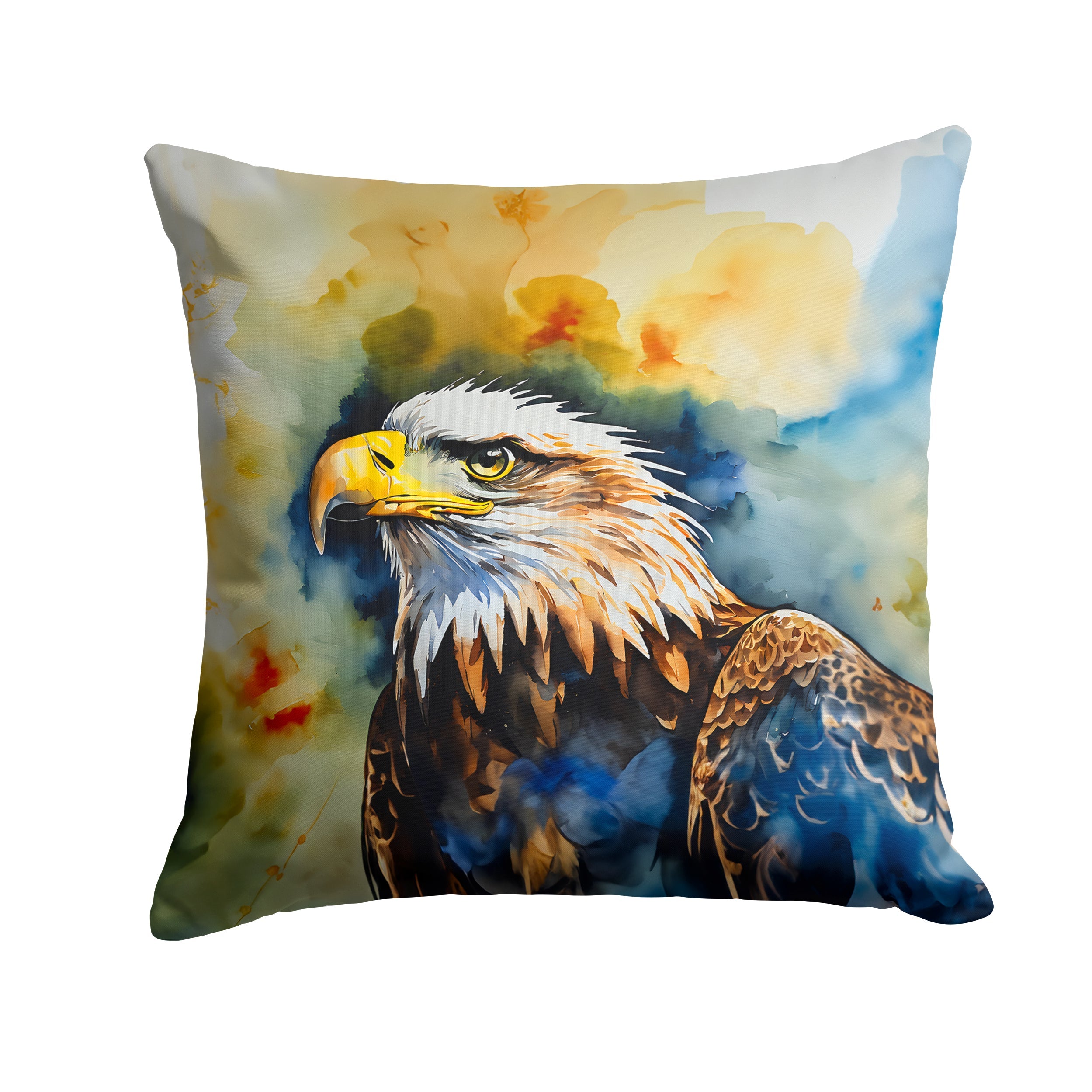 Bald Eagle Portrait Wildlife Decorative Throw Pillow 18x18 Indoor Outdoor Accent Cushion, Fabric Cover with Insert for Sofa, Bed, Porch & Living Room