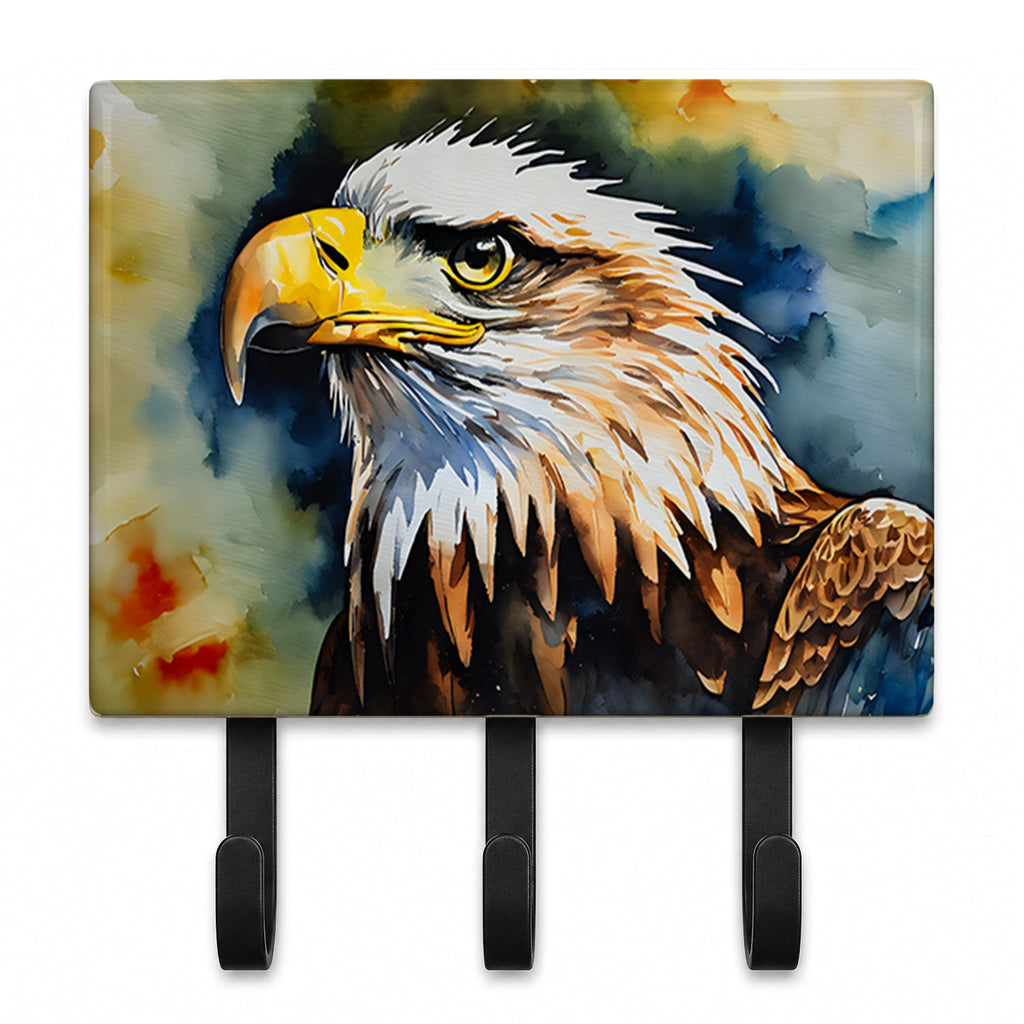 Bald Eagle Portrait Wildlife Leash or Key Holder Wall Hooks, Coat Rack Wall Mount, for Hanging Keys, Towels, Aprons, Leashes