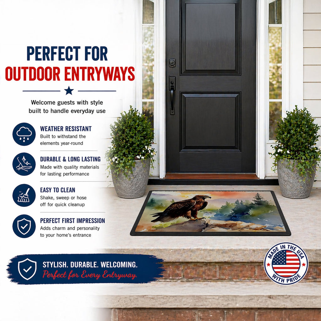Bald Eagle Perched Mountain Landscape Doormat Indoor Outdoor 24H X 36W Front Door Mat Rugs for Entryway, Non Slip Washable Low Pile,