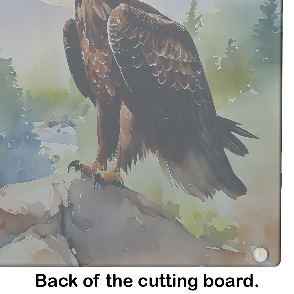 Bald Eagle Perched Mountain Landscape Cutting Board Tempered Glass Kitchen Cutting Surface, Heat Resistant Chopping, Non-Slip Feet, Food Prep & Serving