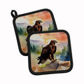 Bald Eagle Perched Mountain Landscape Pot Holder Set of 2 Heat Resistant Quilted Hot Pads 7.5 x 7.5 Inch, Insulated Kitchen Trivets for Cooking & Baking