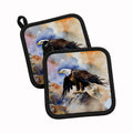 Bald Eagle Perched Rock Wildlife Pot Holder Set of 2 Heat Resistant Quilted Hot Pads 7.5 x 7.5 Inch, Insulated Kitchen Trivets for Cooking & Baking