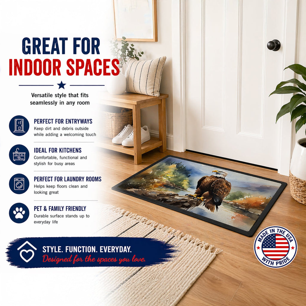 Bald Eagle Mountain Scene Doormat Indoor Outdoor 18H X 27W Front Door Mat Rugs for Entryway, Non Slip Washable