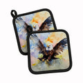 Bald Eagle Flying Wings Spread Pot Holder Set of 2 Heat Resistant Quilted Hot Pads 7.5 x 7.5 Inch, Insulated Kitchen Trivets for Cooking & Baking