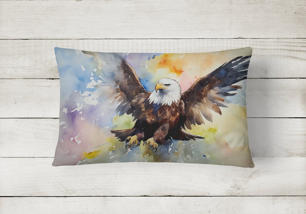 Bald Eagle Flying Wings Spread Decorative Throw Pillow 12x16 Indoor Outdoor Accent Cushion, Fabric Cover with Insert for Sofa, Bed, Porch & Living Room