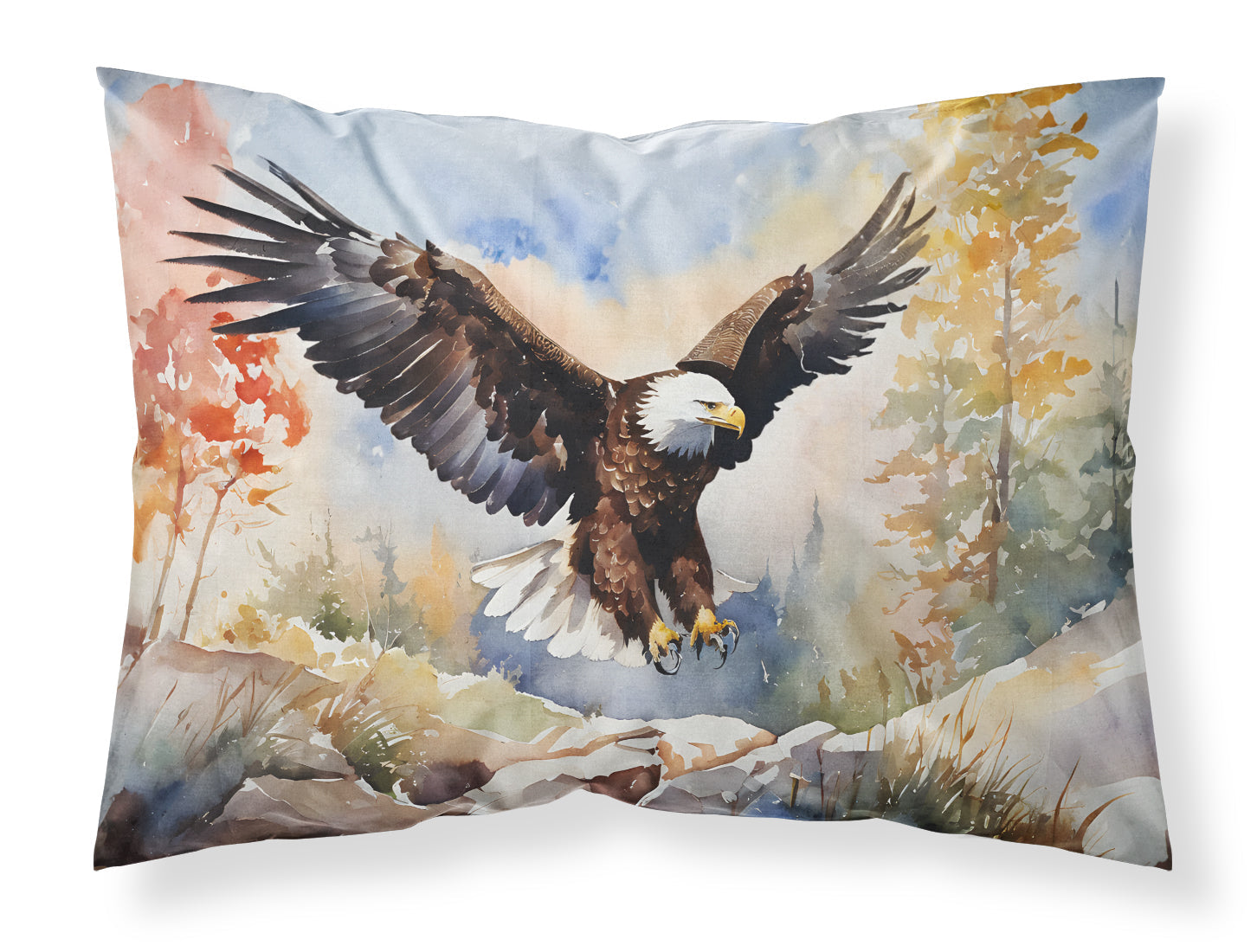 Bald Eagle Landing Wings Spread Standard Pillowcase Lightweight Super Soft Easy Care Decorative Artwork Pillowcase, Standard