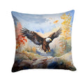 Bald Eagle Landing Wings Spread Decorative Throw Pillow 14x14 Indoor Outdoor Accent Cushion, Fabric Cover with Insert for Sofa, Bed, Porch & Living Room