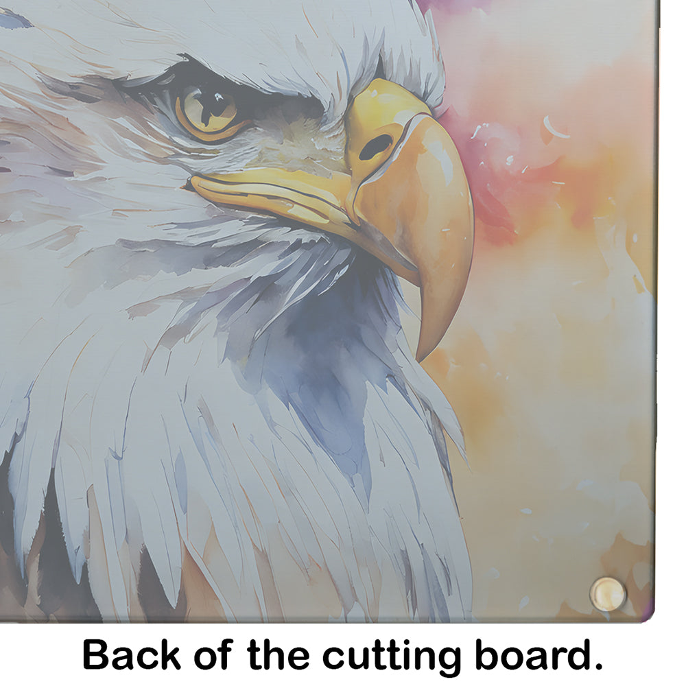 Bald Eagle Portrait Side View Cutting Board Tempered Glass Kitchen Cutting Surface, Heat Resistant Chopping, Non-Slip Feet, Food Prep & Serving