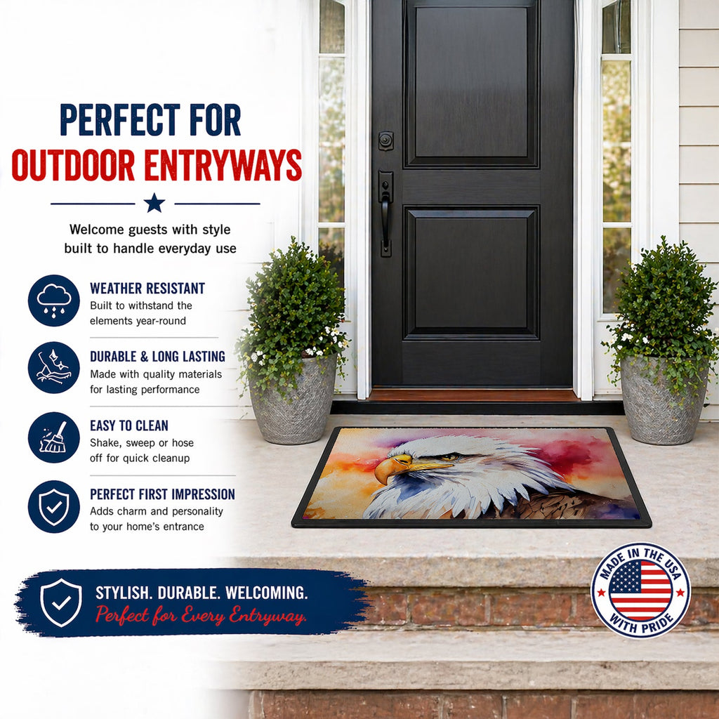 Bald Eagle Portrait Side View Doormat Indoor Outdoor 18H X 27W Front Door Mat Rugs for Entryway, Non Slip Washable
