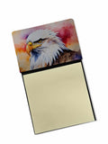 Bald Eagle Portrait Side View Watercolor Sticky Note Holder Refillable Dispenser Desk Accessory 3x3 Pad Gift