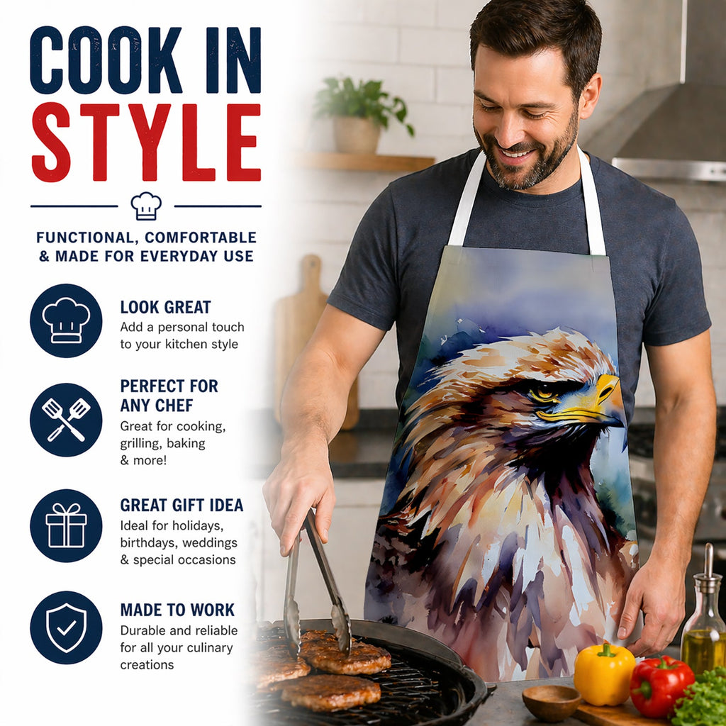 Bald Eagle Portrait Close Detail Apron Cooking Kitchen Server Baking Crafts Gardening for Adult Women Men, Unisex, Large, Multicolor